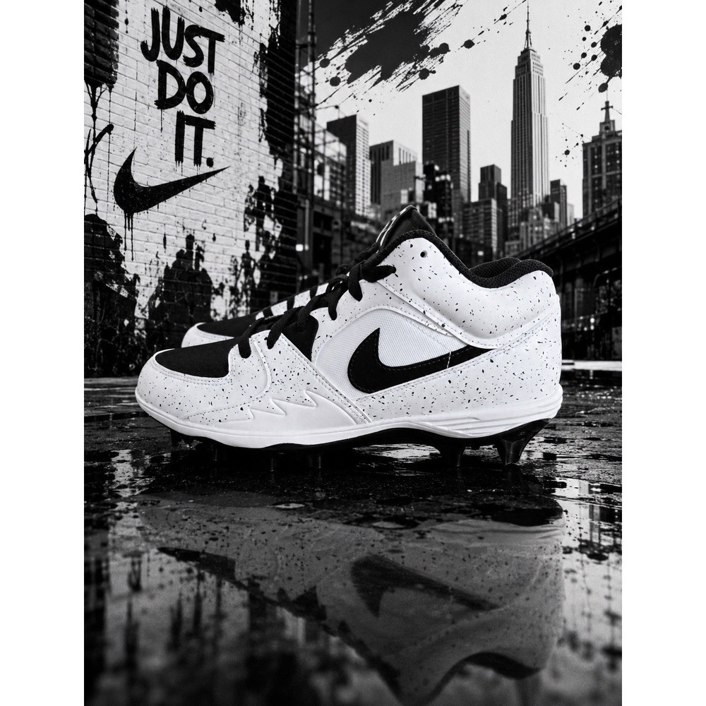 Size 12 Men's - Jordan Stadium 90 Low TD White Black HQ0210-100 Football Cleats